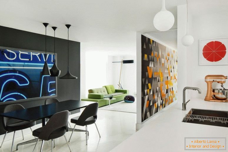 Bright interior of an open-plan apartment
