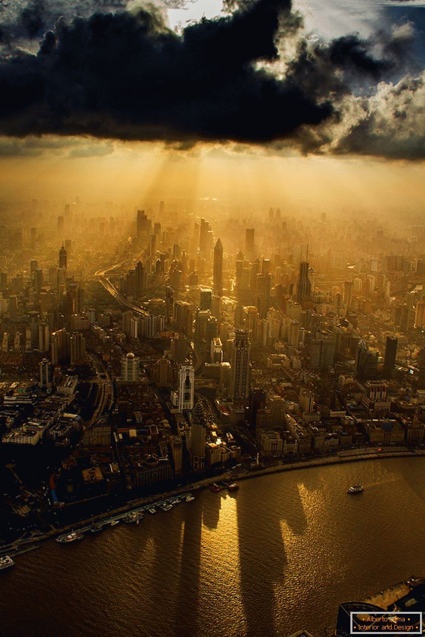 Landscape of Shanghai from a bird's eye view
