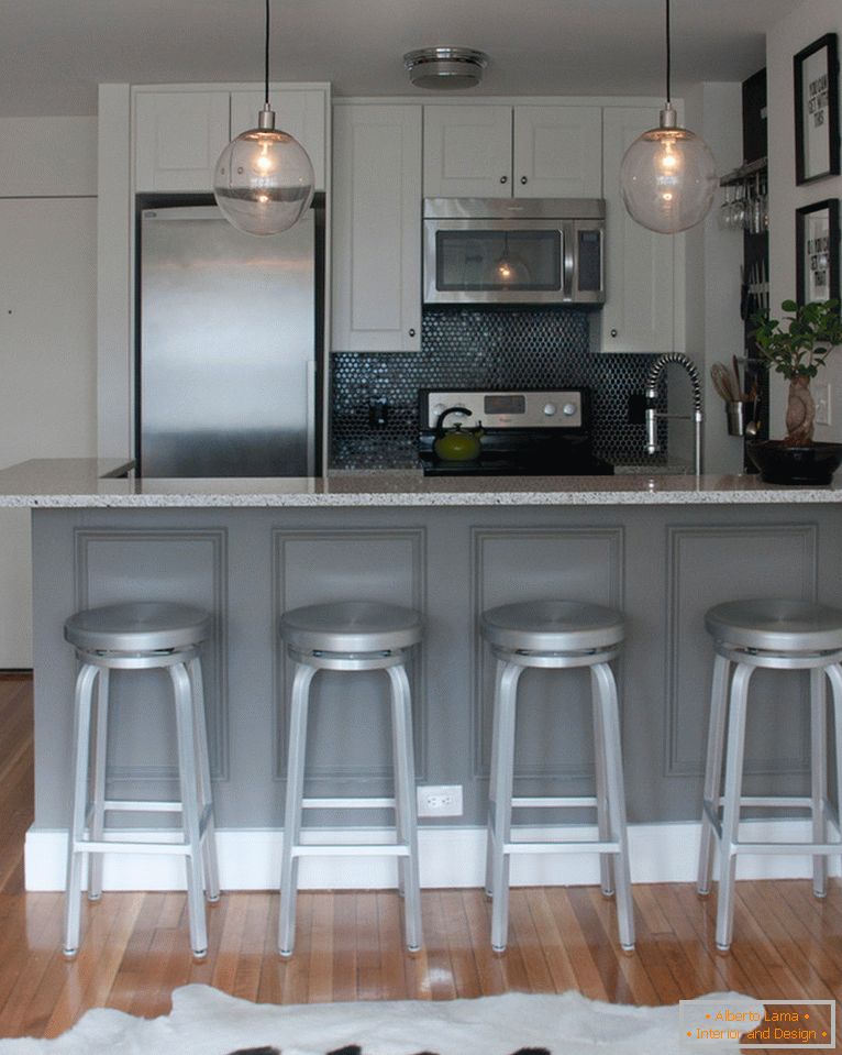 Compact kitchen in gray color