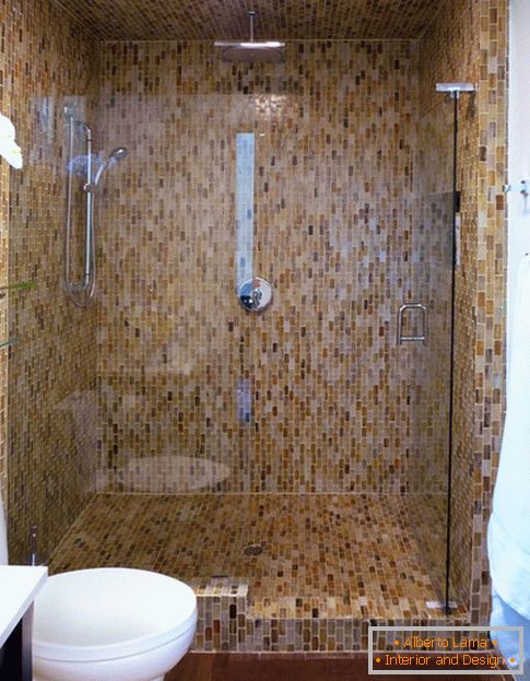 Mosaic on the walls in the bathroom