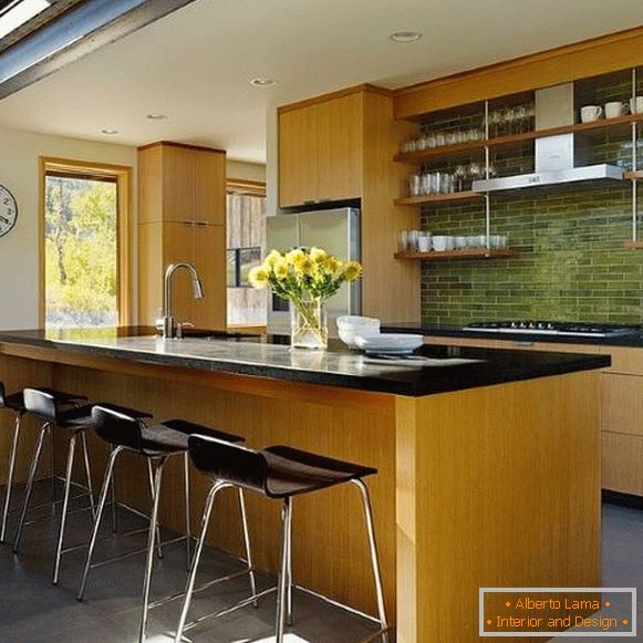 green-tile-wood-furniture-in-the-kitchen