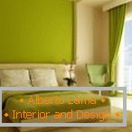 Olive color in the bedroom design