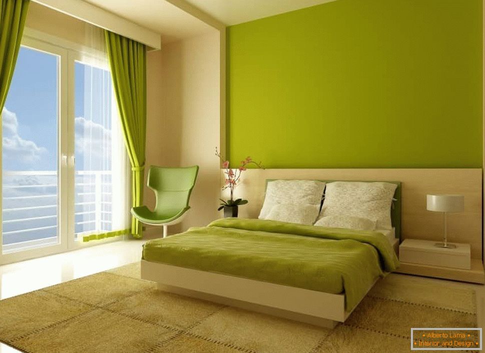 Bedroom in light green color