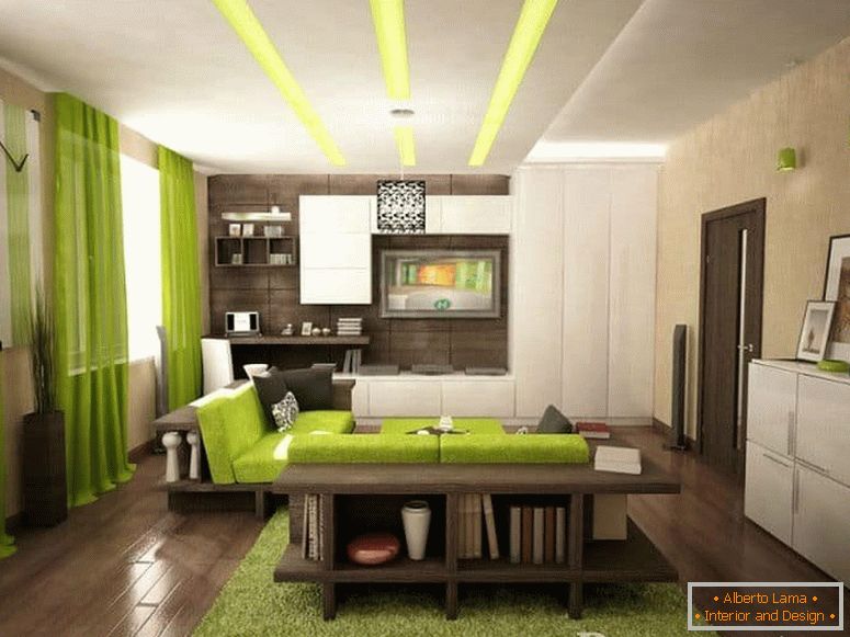 Living room in green