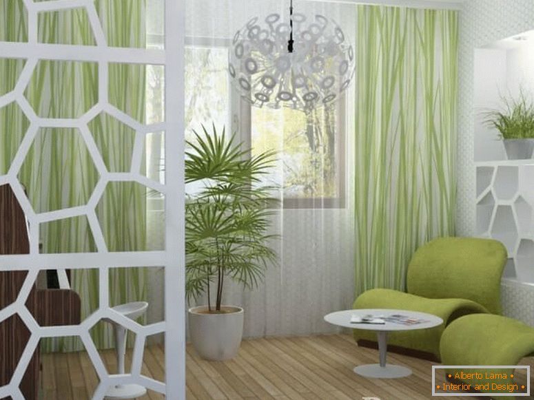 White and green in the living room