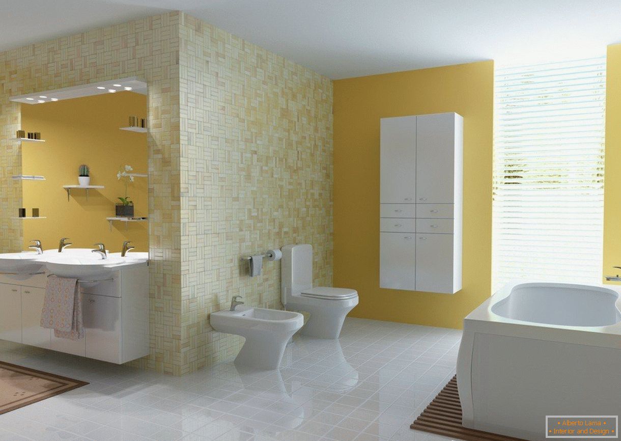 Yellow-white bathroom