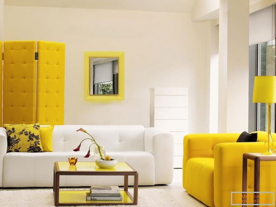 White and yellow in the interior