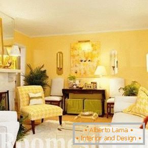 Living room in yellow colors
