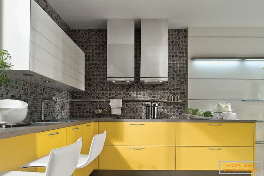 Yellow-gray kitchen