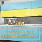 Kitchen furniture with a yellow-blue facade