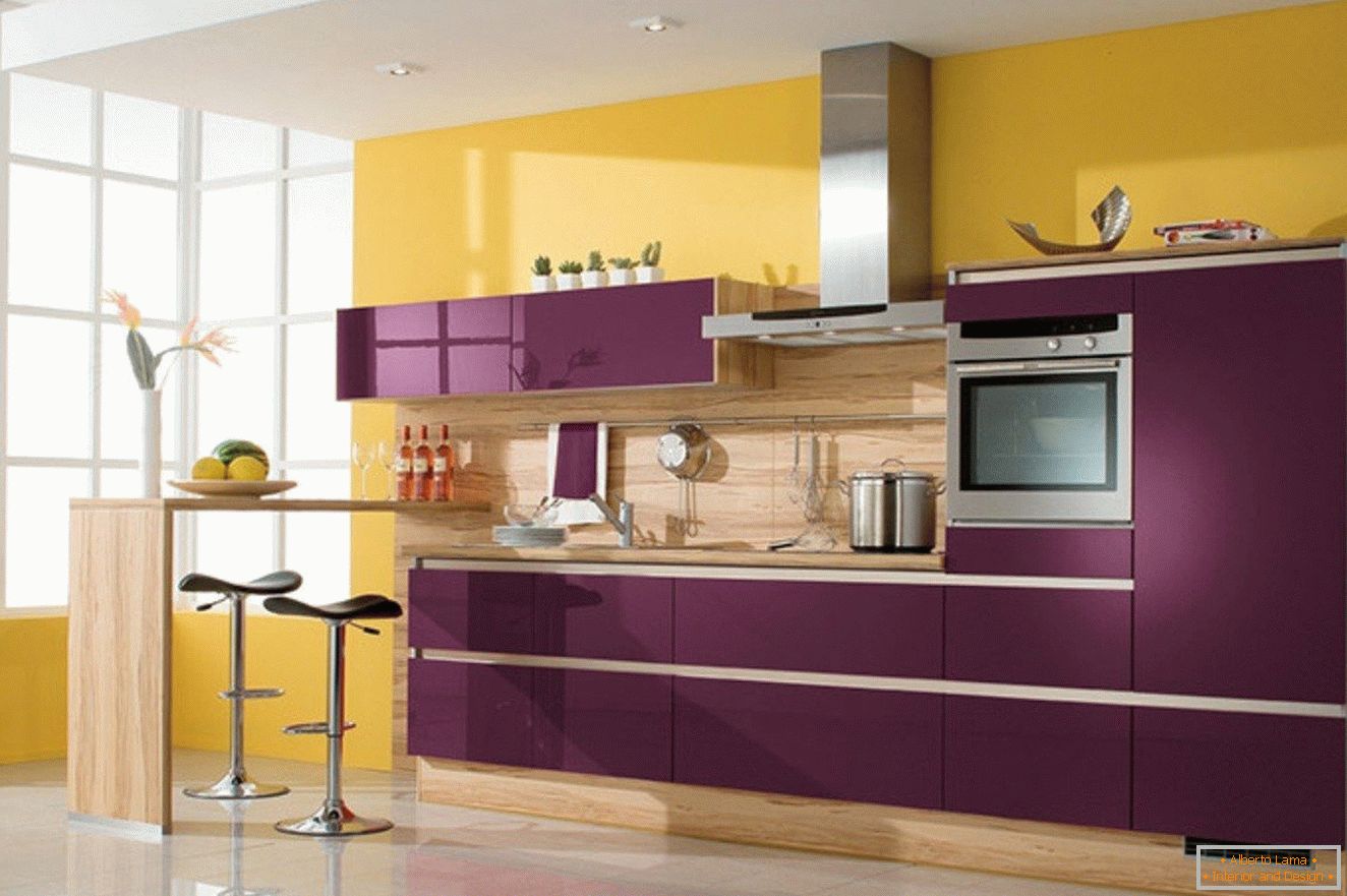 Yellow-violet kitchen