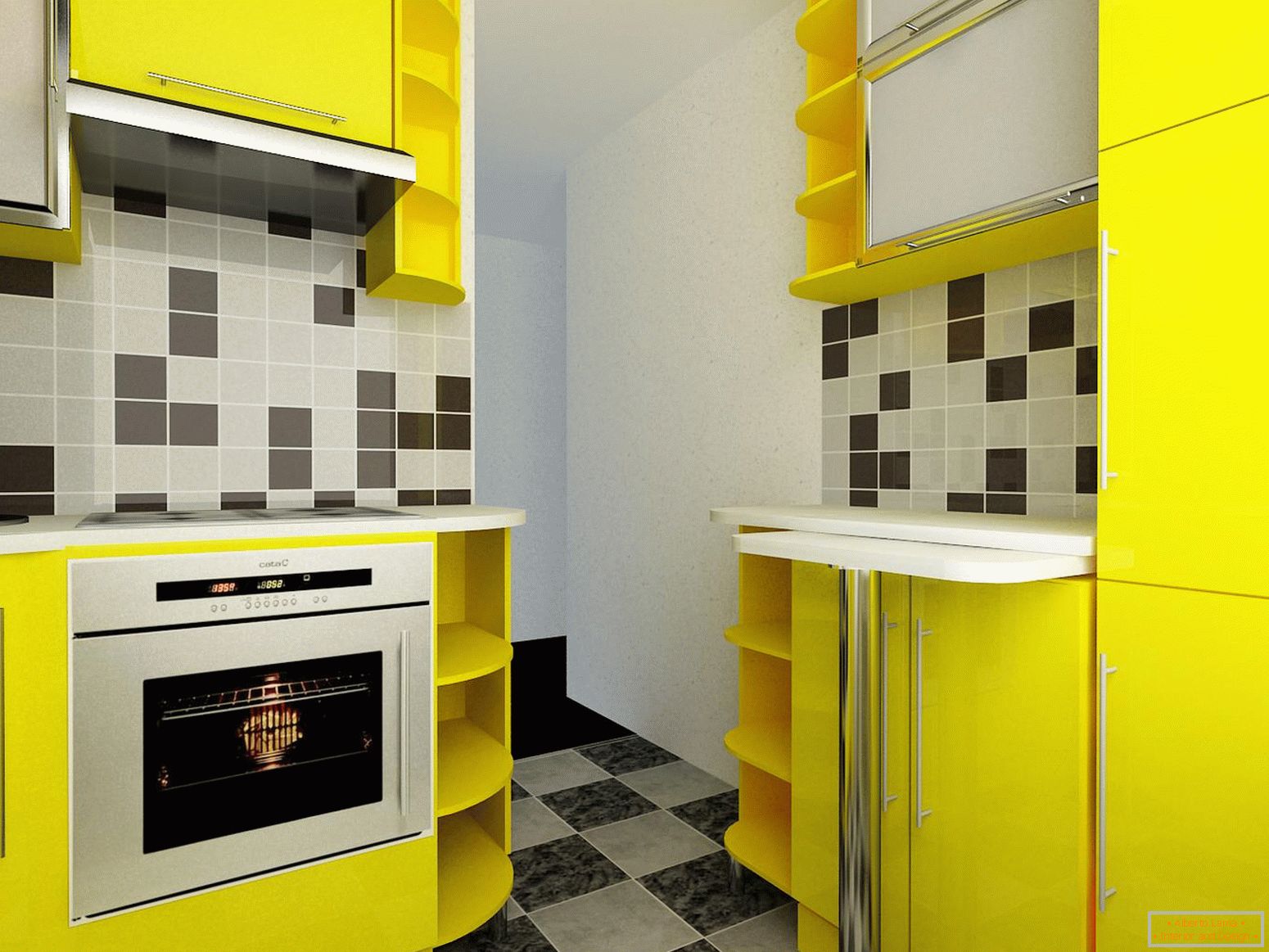 Small kitchen in yellow color