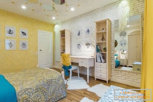 Yellow liquid wallpaper - art bedroom design