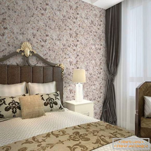 Silk liquid wallpaper - design in the interior of the bedroom