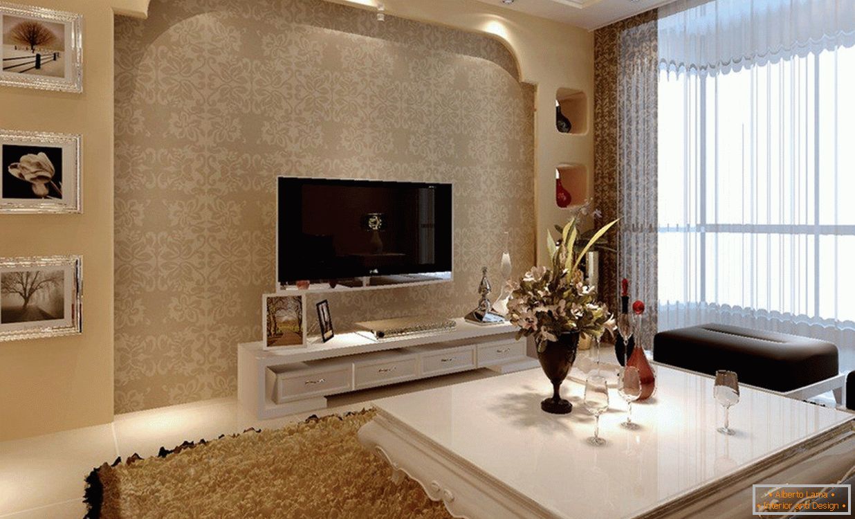 Golden in the design of the living room
