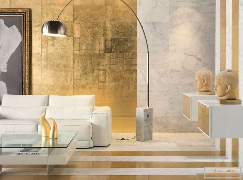 Wall decoration with gold leaf
