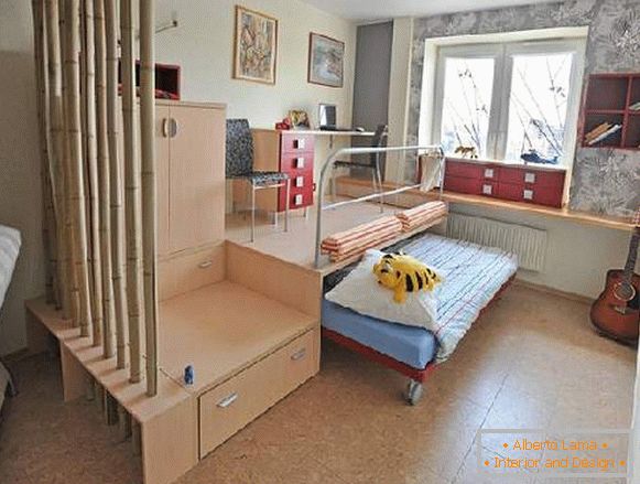 interior of a one-room apartment with a child zoning photo, photo 44